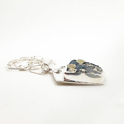 Pyrite in Schist Pendant on Handmade Oval Link Chain