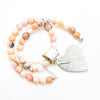 Porcelain Jasper Heart on Pink Opal Beads Necklace