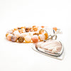 Porcelain Jasper Heart on Pink Opal Beads Necklace