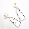 Sterling, 22k, 24k Opalized Wood Earrings with London Blue Topaz