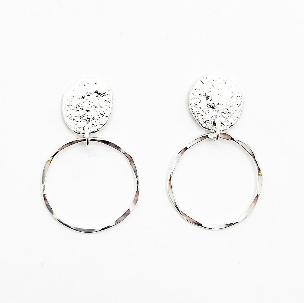 Sterling Smashed Top Hoop Earrings