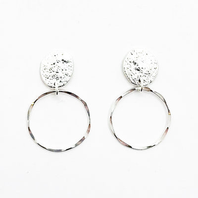 Sterling Smashed Top Hoop Earrings