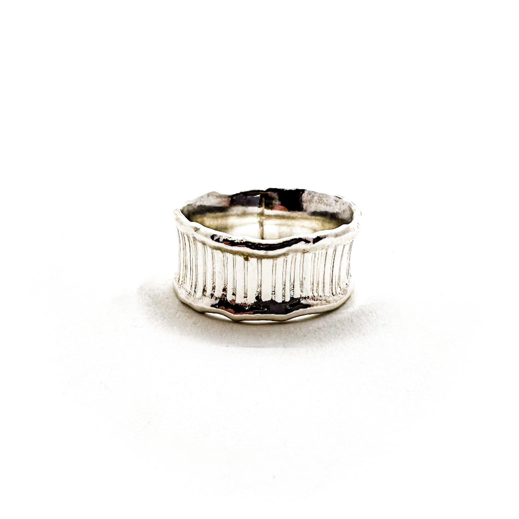 Men's Sterling Deckled Boiler Chip Ring