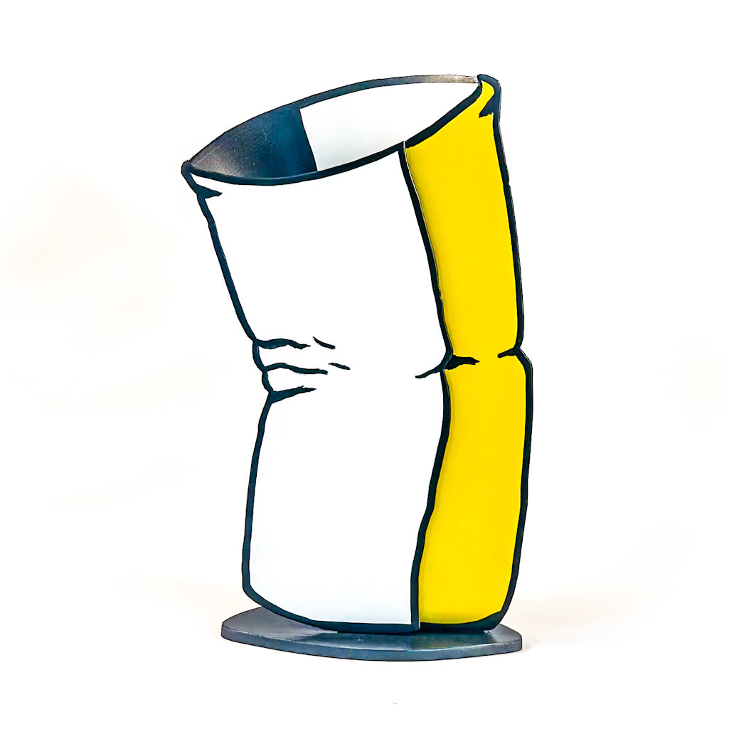 Yellow and White Cartoon Style Vase