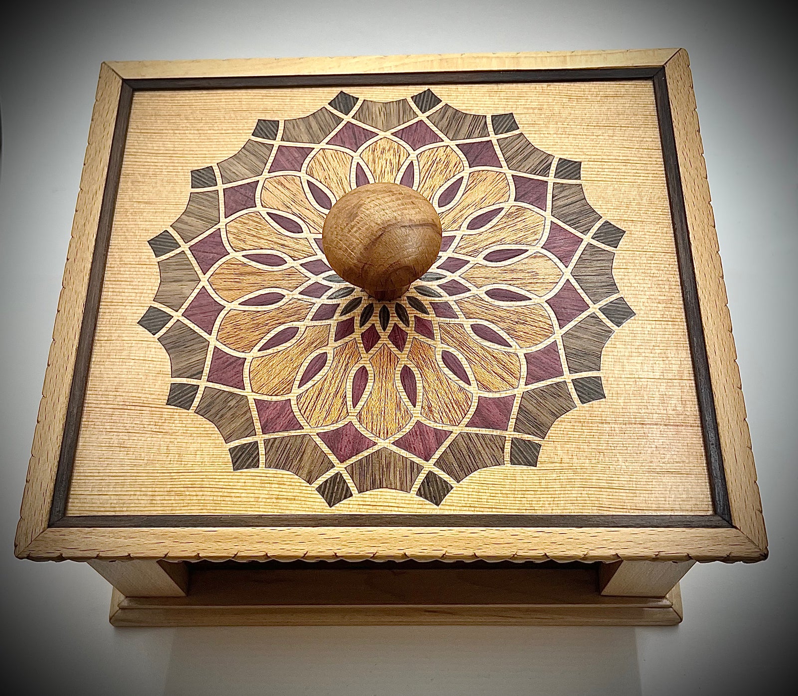 Art Deco Box with Marquestry Designed Lid