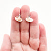 Ipswich Clamshell Earrings with Pink Pearls