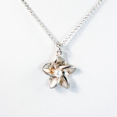 Small Plumeria Necklace with Pearl