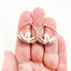 Small Lotus Teardrop Earrings with Pearls