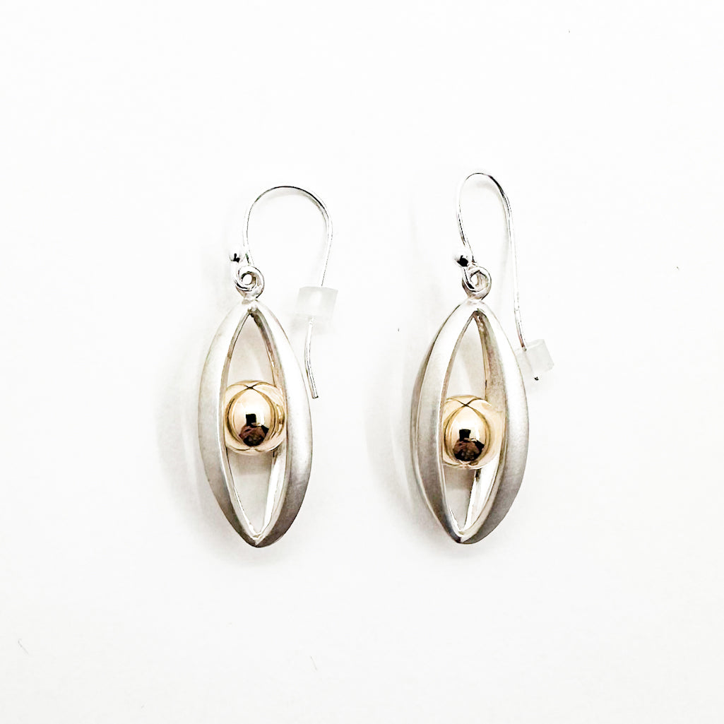 Sterling Ball and Cage Earrings with Gold Filled Ball