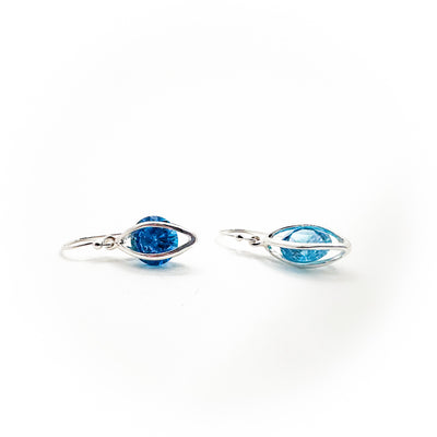 Sterling Lite Cage Earrings with Blue Cubic Zirconia