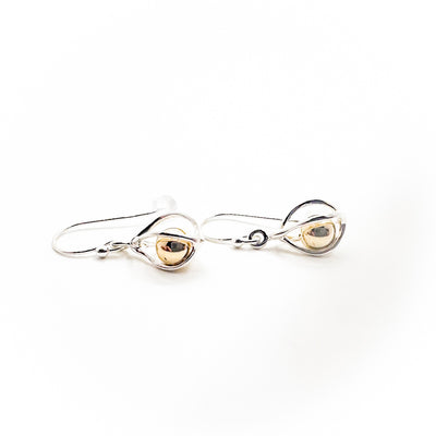 Sterling Round Cage Earrings with Gold Filled Ball