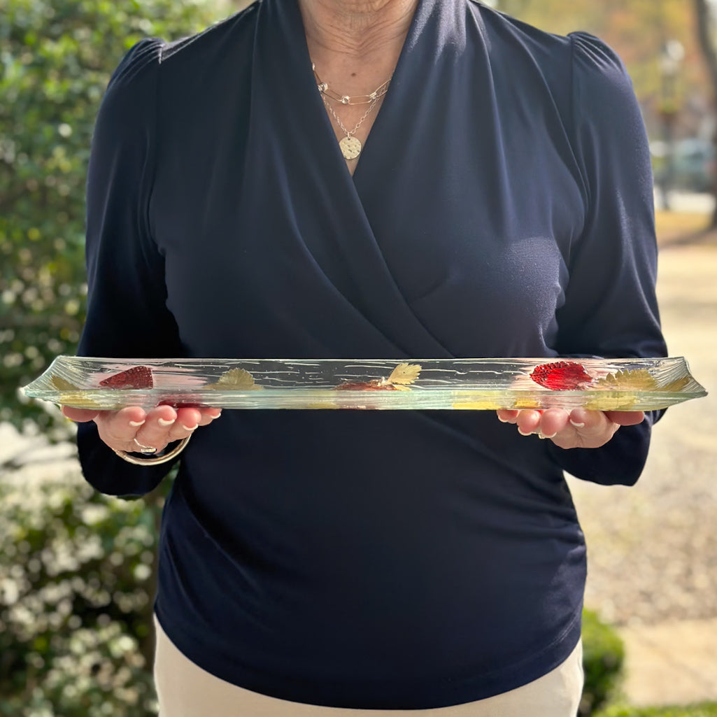 Long Rectangular Tray with Strawberries
