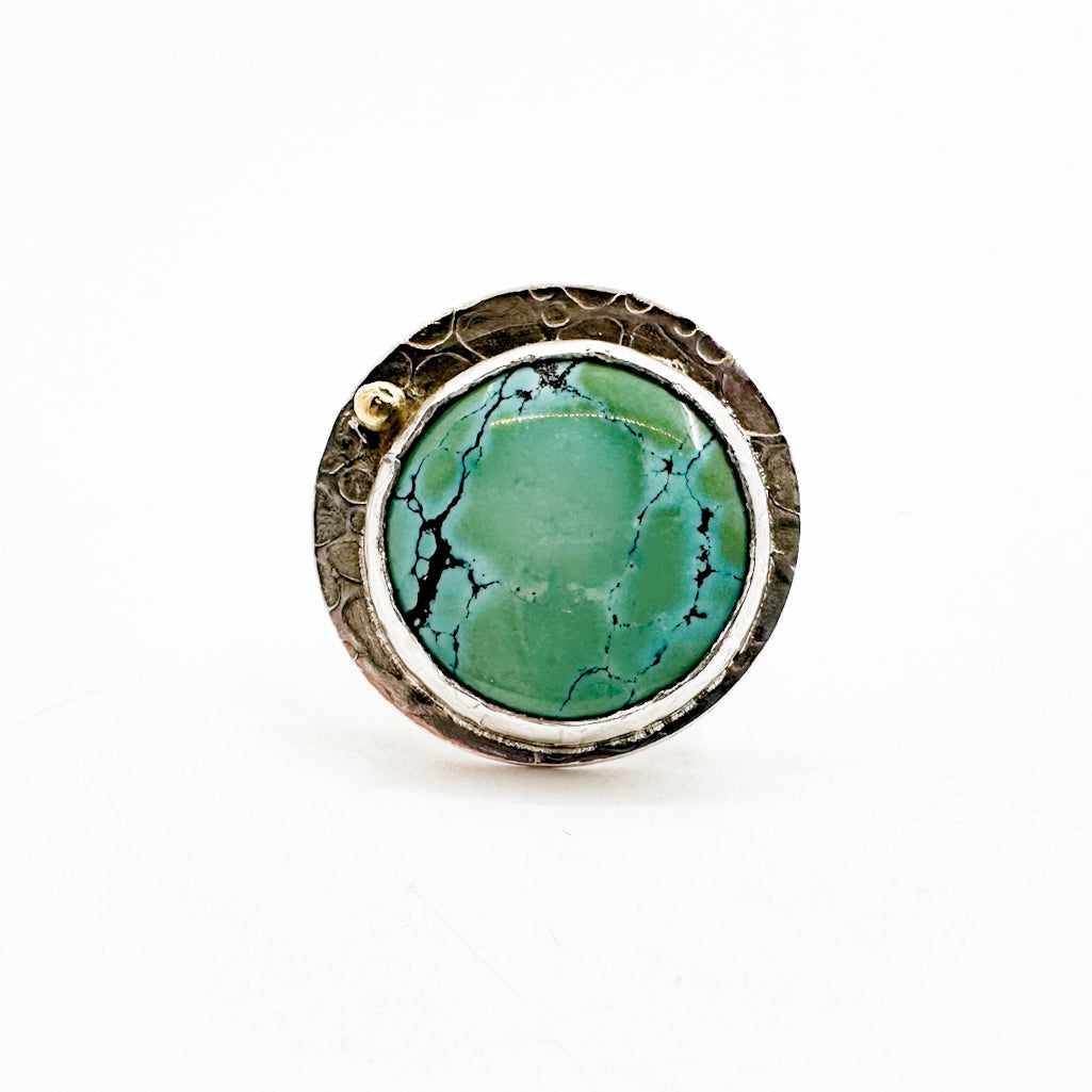 Sterling and 18k Turquoise Ring