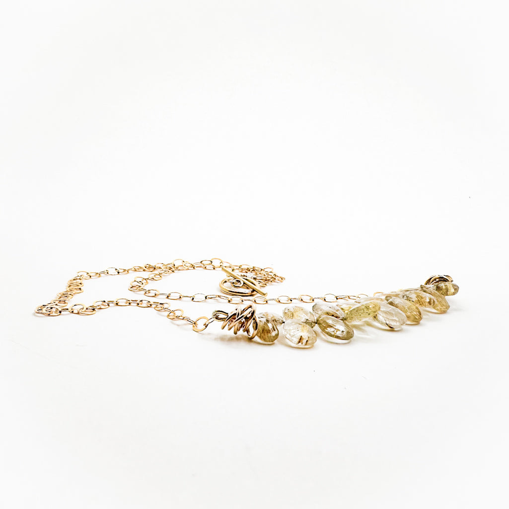 14k Gold Filled Rutilated Quartz Bead Necklace