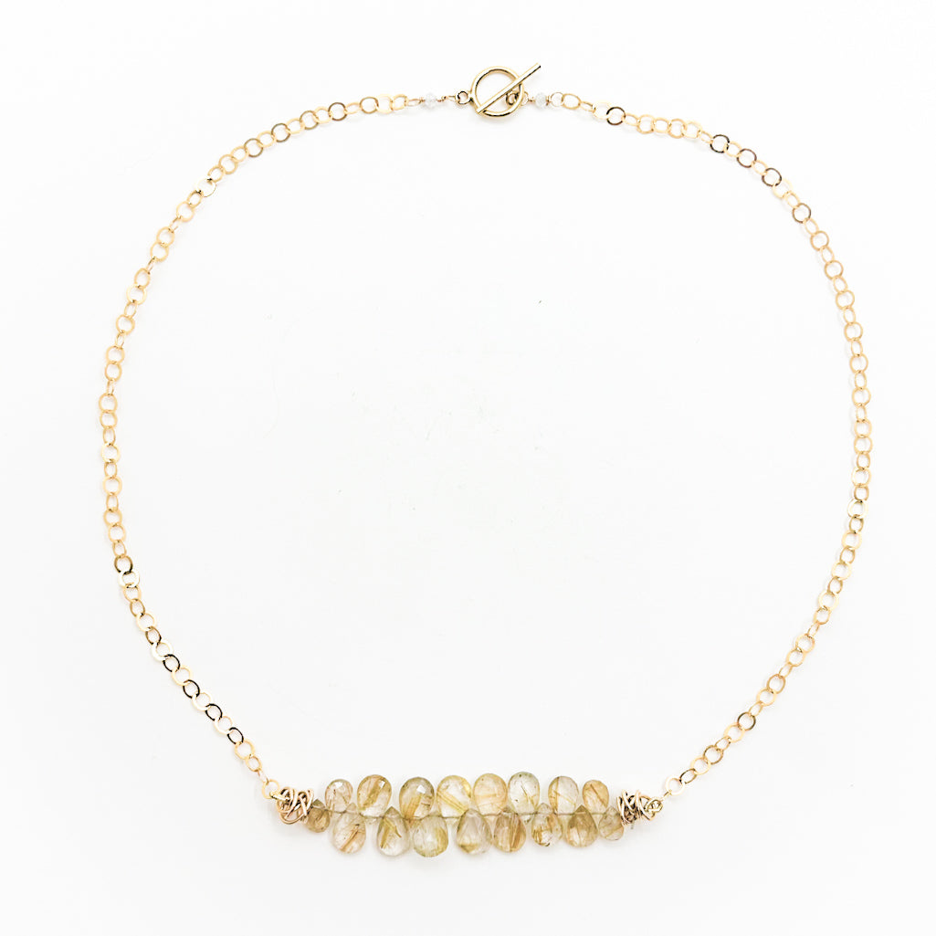 14k Gold Filled Rutilated Quartz Bead Necklace