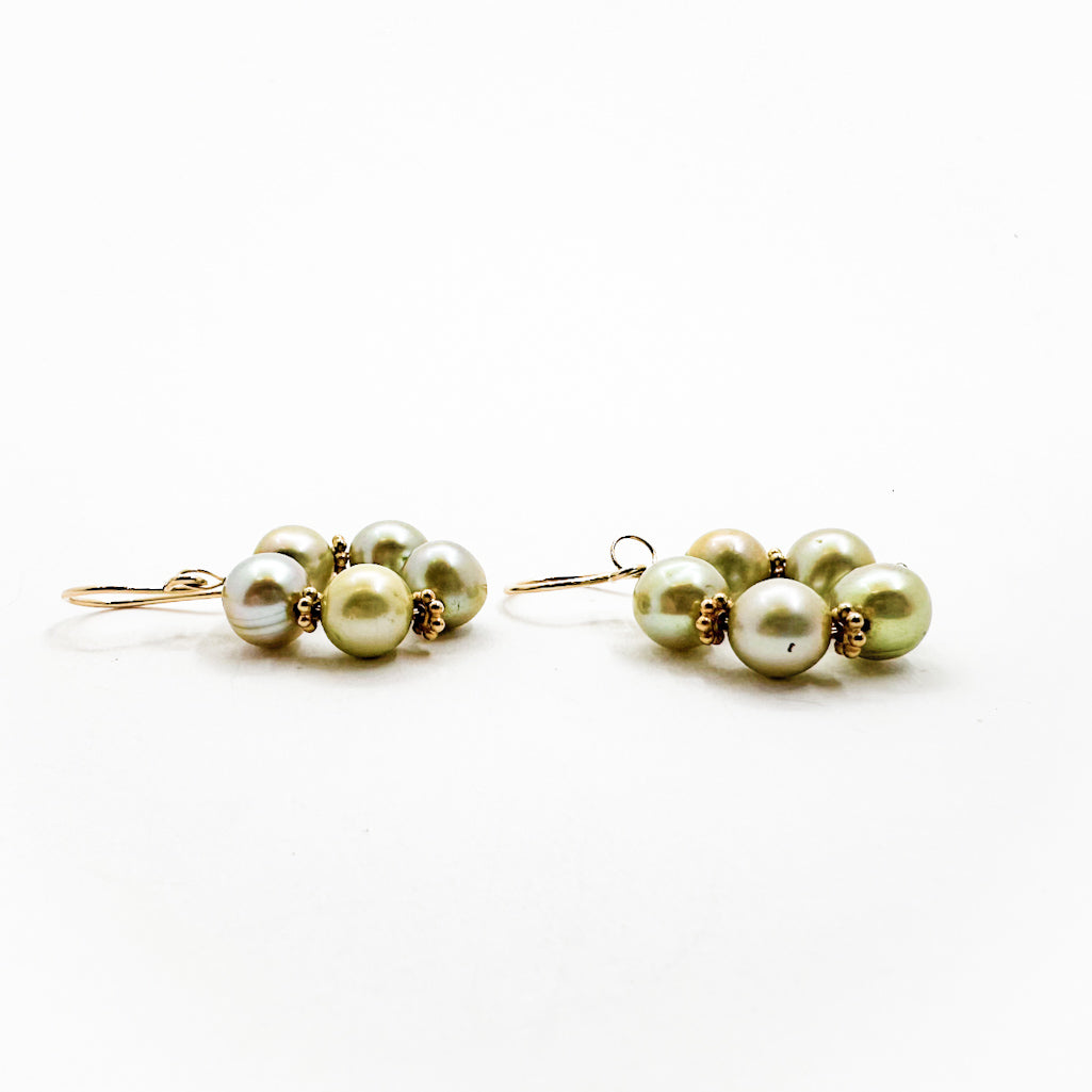 Vermeil & Green Pearl Earrings