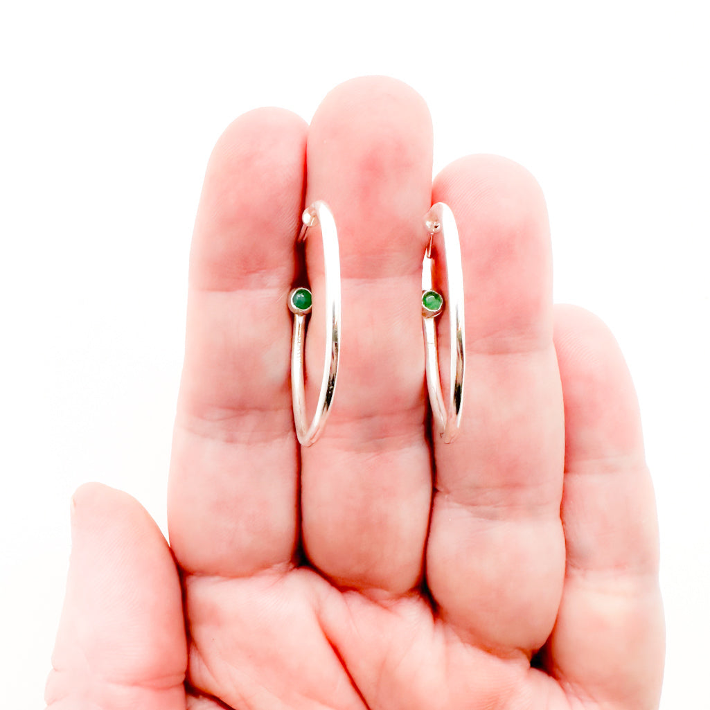 Peek-A-Boo Hoop Earrings with Emerald