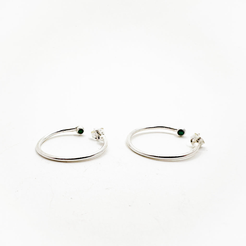 Peek-A-Boo Hoop Earrings with Emerald
