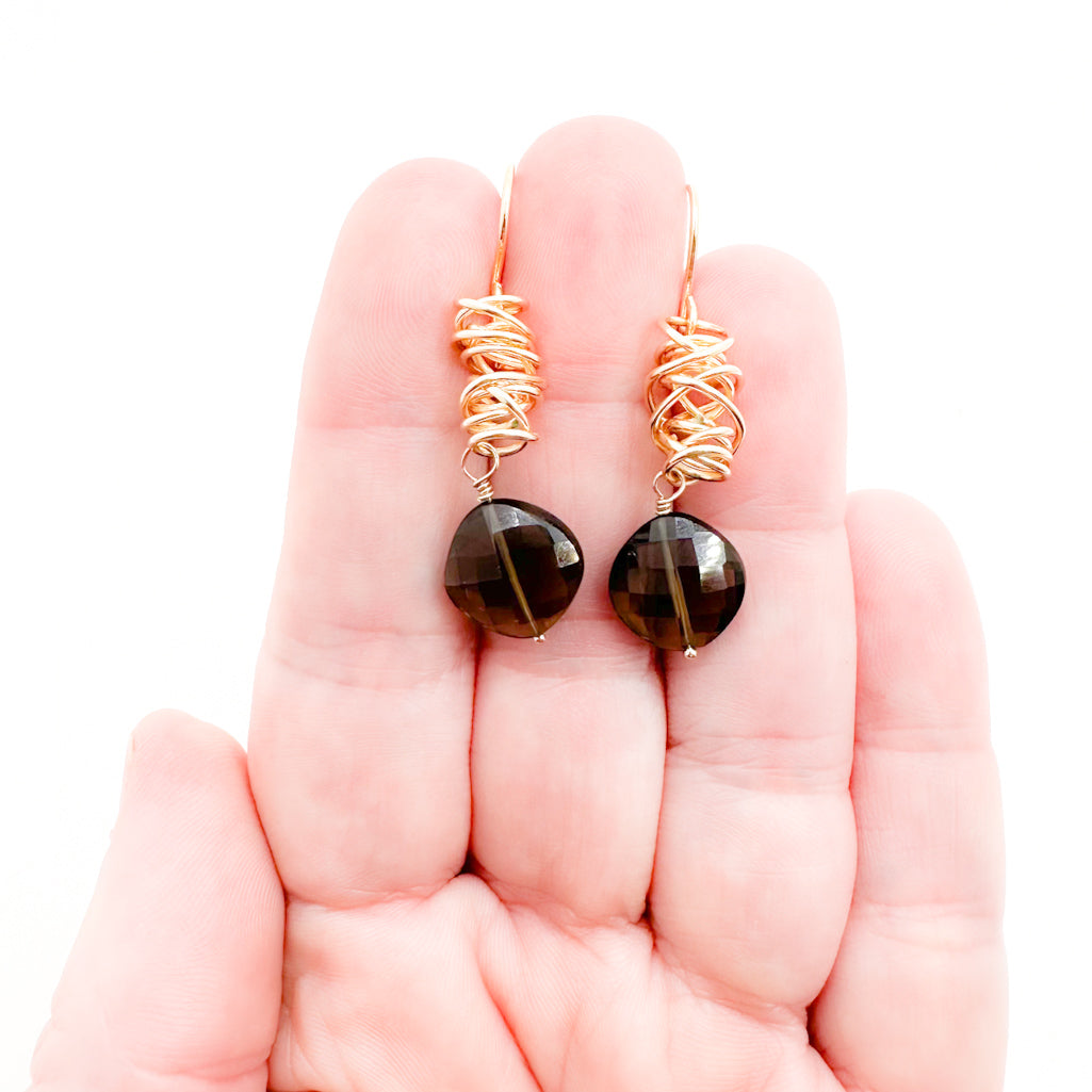 Twizzle Earrings with Smoky Quartz
