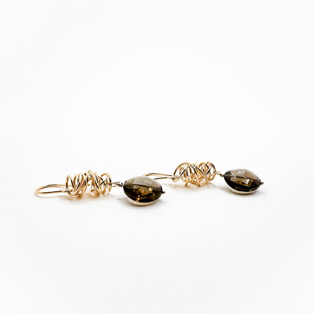 Twizzle Earrings with Smoky Quartz