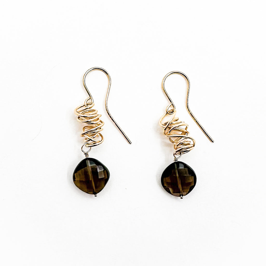 Twizzle Earrings with Smoky Quartz