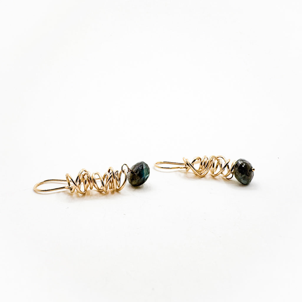 Twizzle Earrings with Labradorite