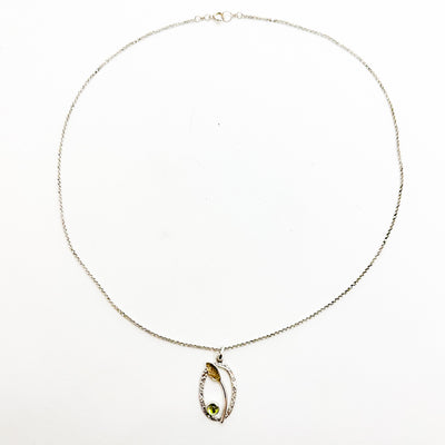 Sterling and 22k Peridot Small Oval Necklace
