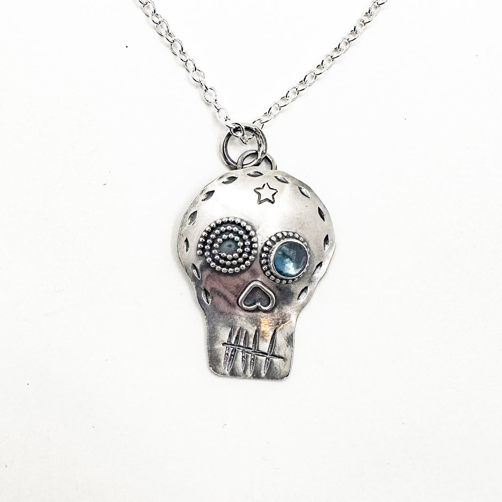 Sugar Skull Star Necklace with London Blue Topaz