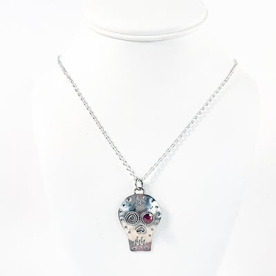 Sugar Skull Star Necklace with Garnet