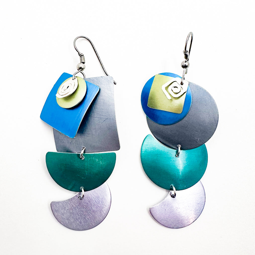 Squares and Half Circle Earrings