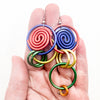 Red, Blue, Green and Gold Rings Earrings