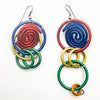 Red, Blue, Green and Gold Rings Earrings