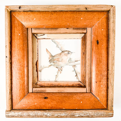 Branched Wren with Rustic Frame