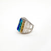 Sterling Ring with Rows of Multi Color Heishi Beads