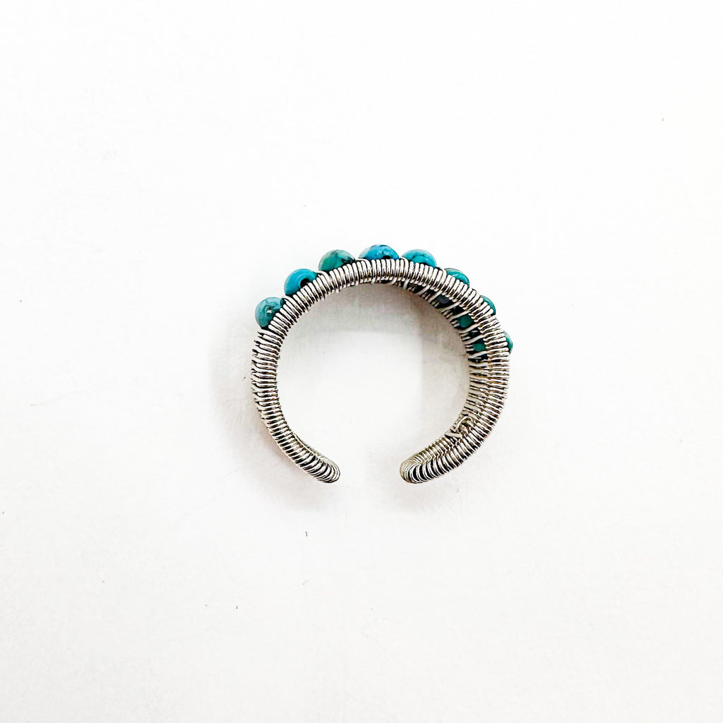 Sterling Ring with Long Turquoise Beads