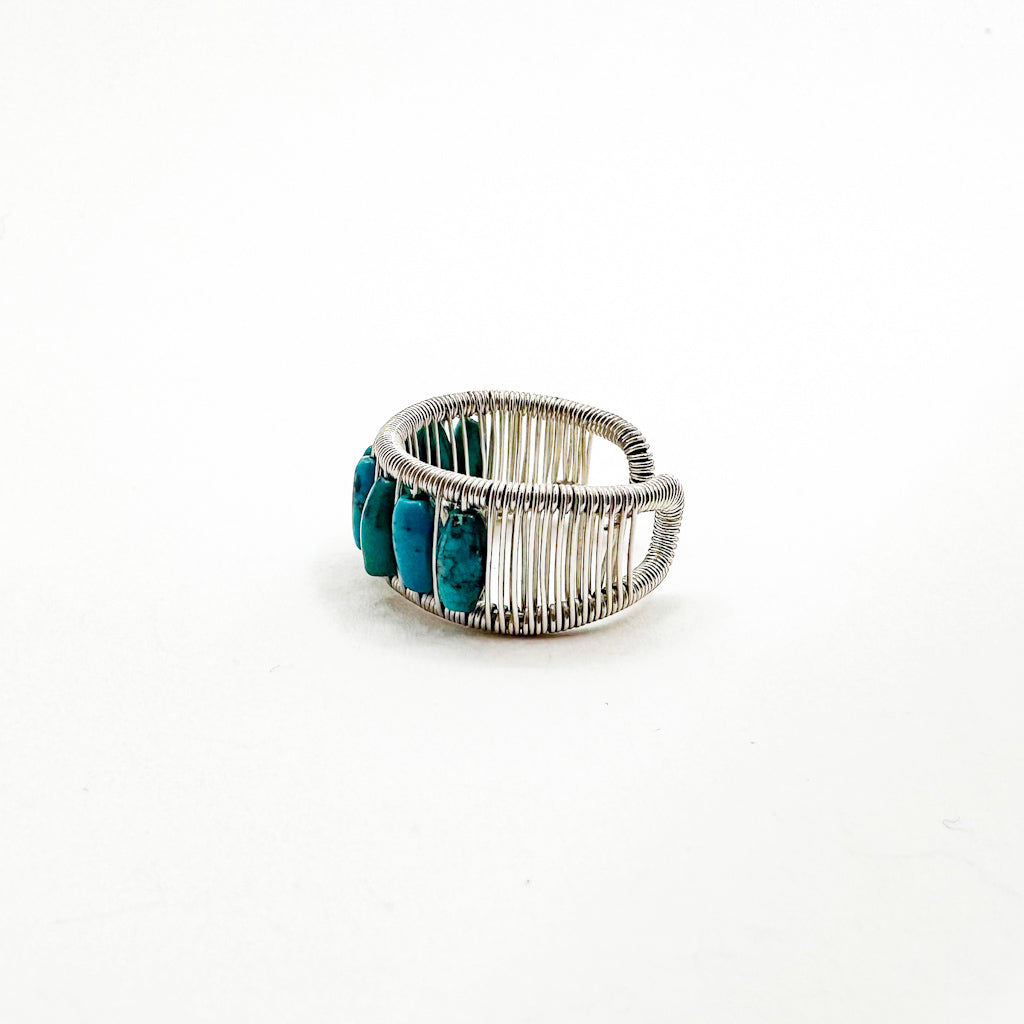 Sterling Ring with Long Turquoise Beads