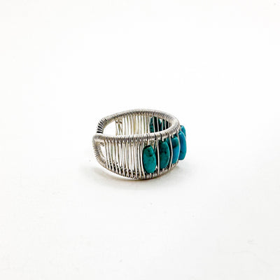 Sterling Ring with Long Turquoise Beads