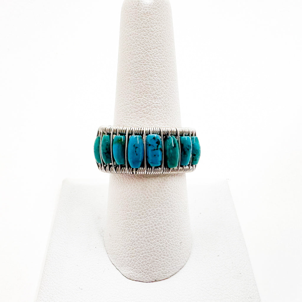 Sterling Ring with Long Turquoise Beads
