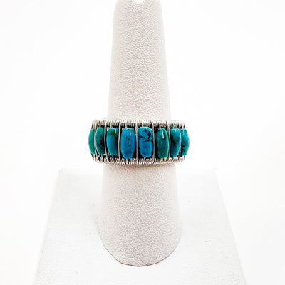 Sterling Ring with Long Turquoise Beads