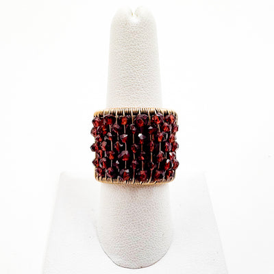 Gold Filled Plaited Ring with Faceted Garnets