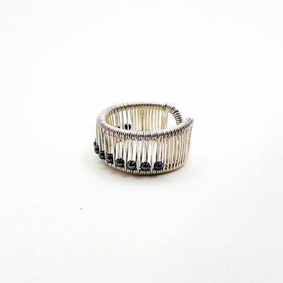 Sterling Ring with Hematite Balls