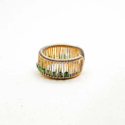 Gold Filled Ring with Faceted Aventurine Beads