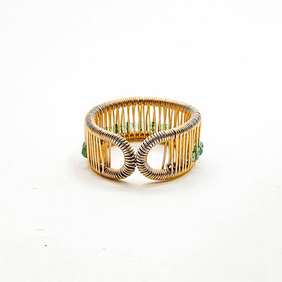 Gold Filled Ring with Faceted Aventurine Beads