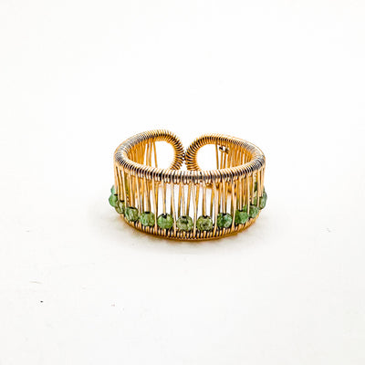 Gold Filled Ring with Faceted Aventurine Beads