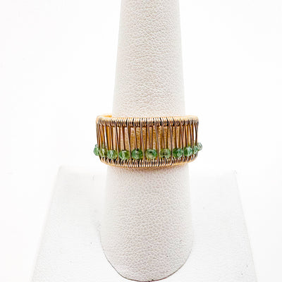 Gold Filled Ring with Faceted Aventurine Beads