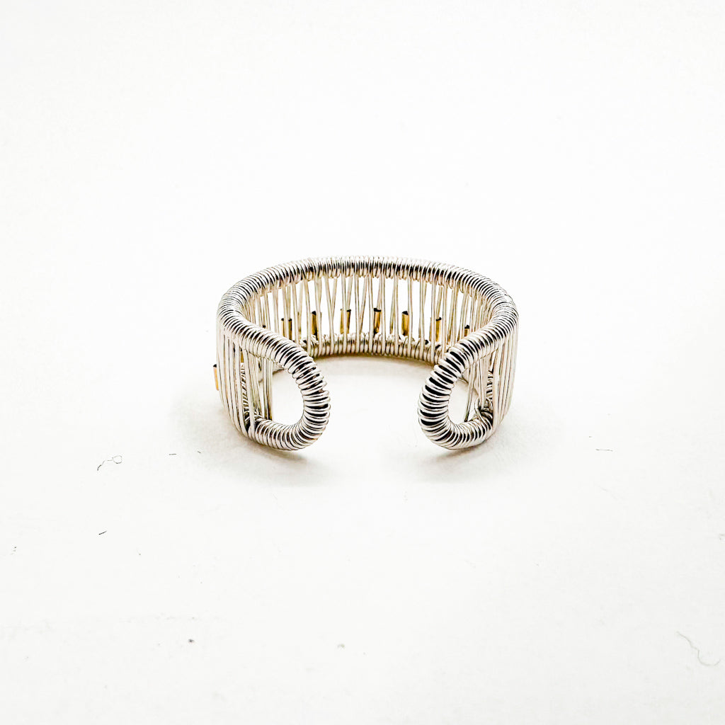 Sterling Ring with Gold Tubes