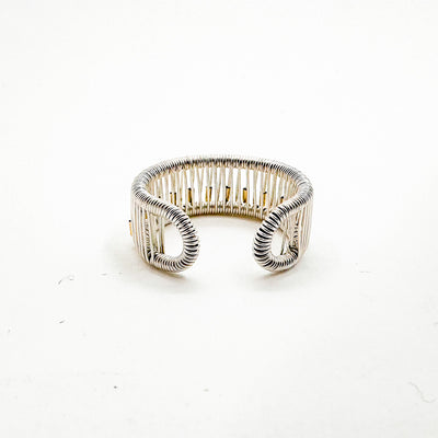 Sterling Ring with Gold Tubes