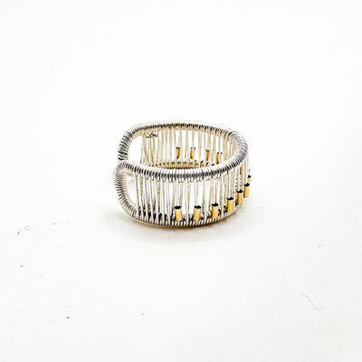 Sterling Ring with Gold Tubes