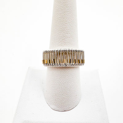 Sterling Ring with Gold Tubes