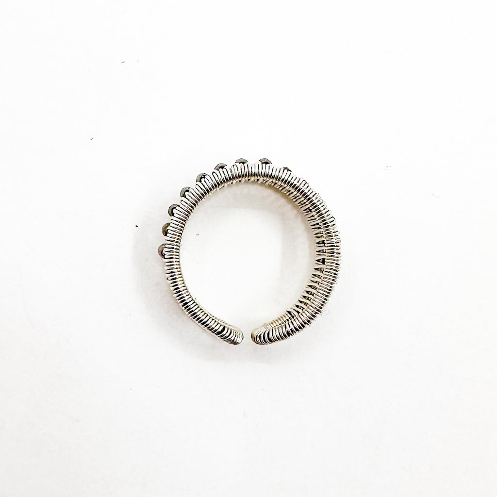Sterling Ring with Faceted Pyrite Beads